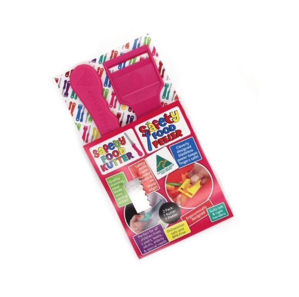 Safety Food Kutter and Safety Peeler Set | Pink