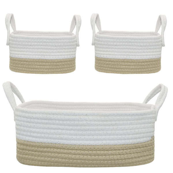 Living Textiles 3pce Cotton Rope Storage Set | Natural/White