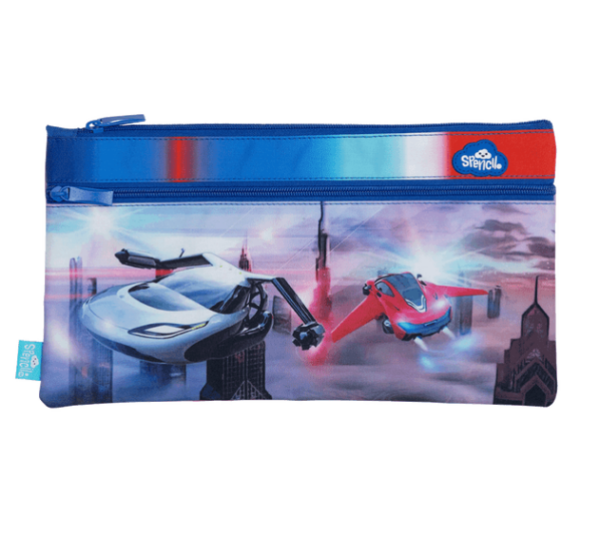 Spencil Pencil Case Twin Zip Rectangle | Flying Cars